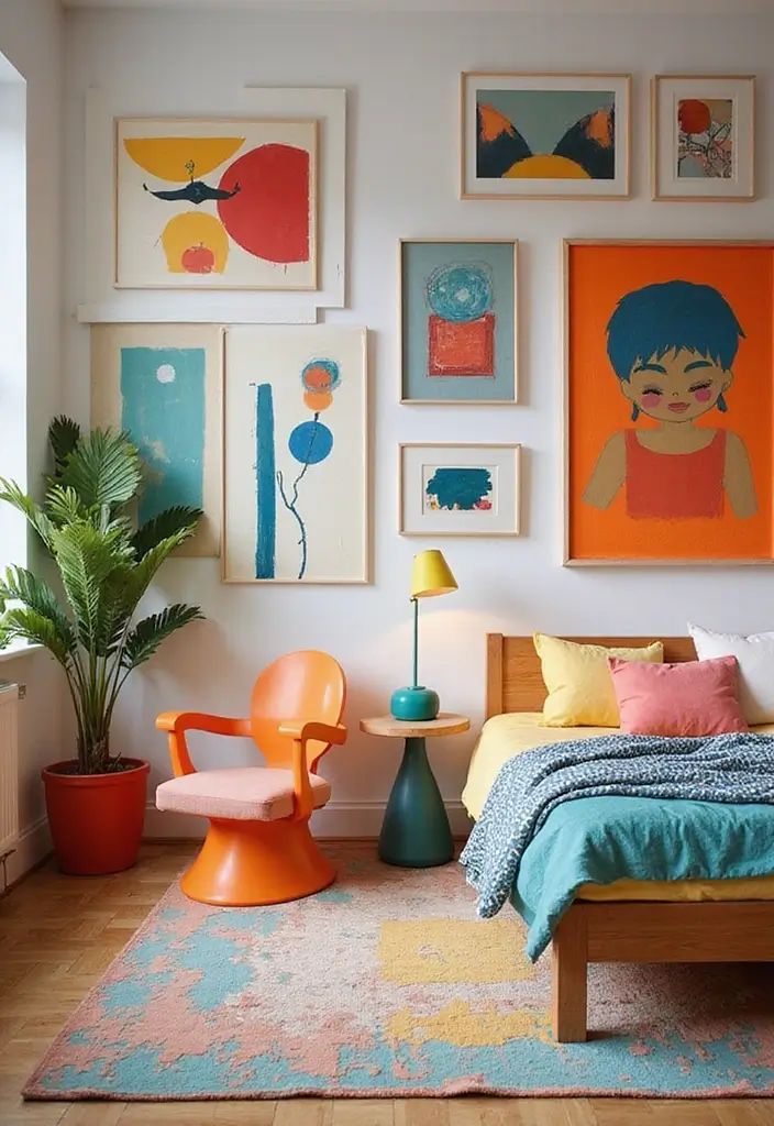 29 Eclectic Kids Room Styles That Mix Colors and Patterns Creatively - 25. Artistic and Abstract