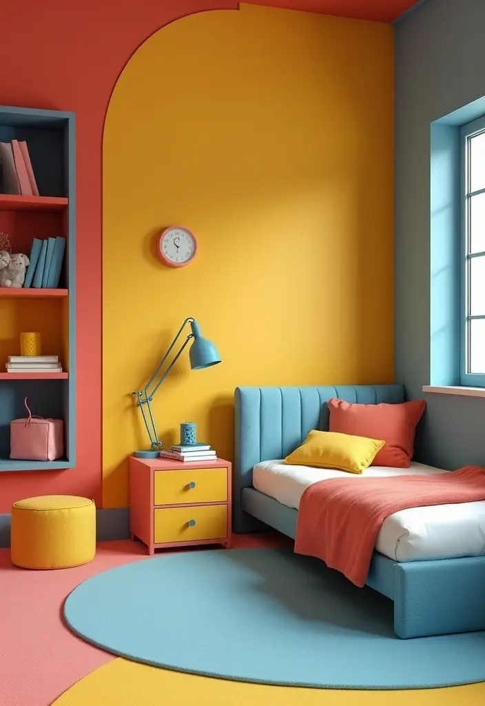 29 Eclectic Kids Room Styles That Mix Colors and Patterns Creatively - 28. Funky Color Blocks