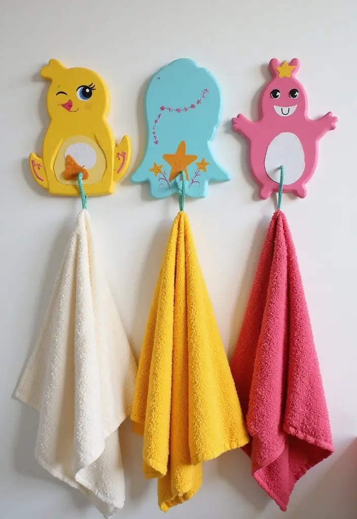 29 Kids Bathroom Ideas That Make Mornings Easier 11 29 Kids Bathroom Ideas That Make Mornings Easier 11. Personalized Towel Hooks