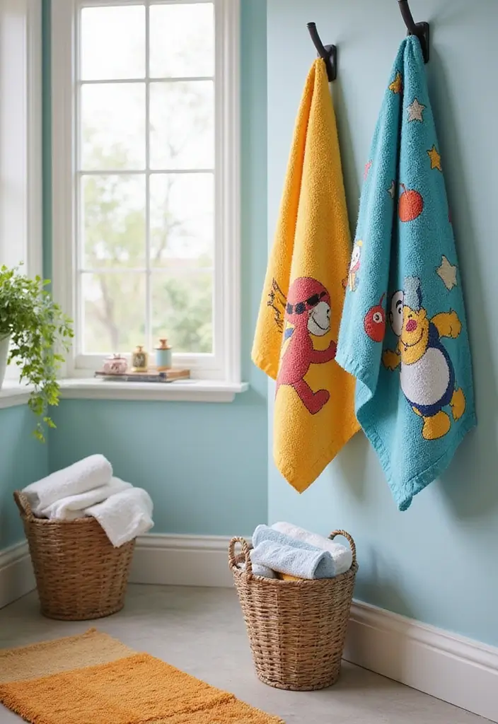 29 Kids Bathroom Ideas That Make Mornings Easier 22 29 Kids Bathroom Ideas That Make Mornings Easier 22. Thematic Bath Towels