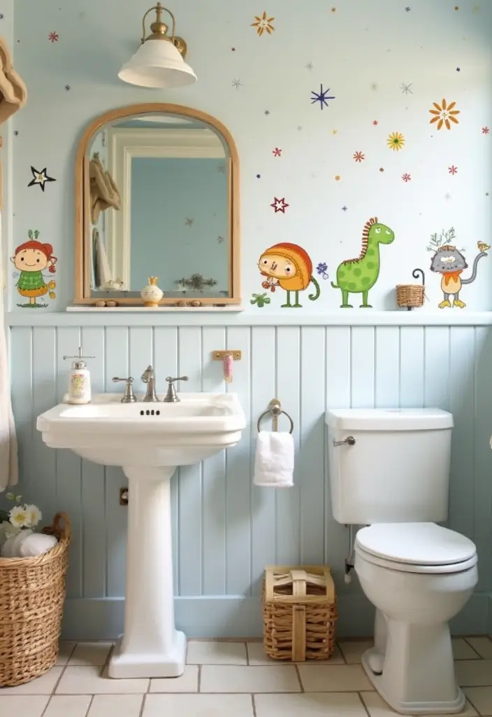 29 Kids Bathroom Ideas That Make Mornings Easier 26 29 Kids Bathroom Ideas That Make Mornings Easier 26. Themed Wall Decals