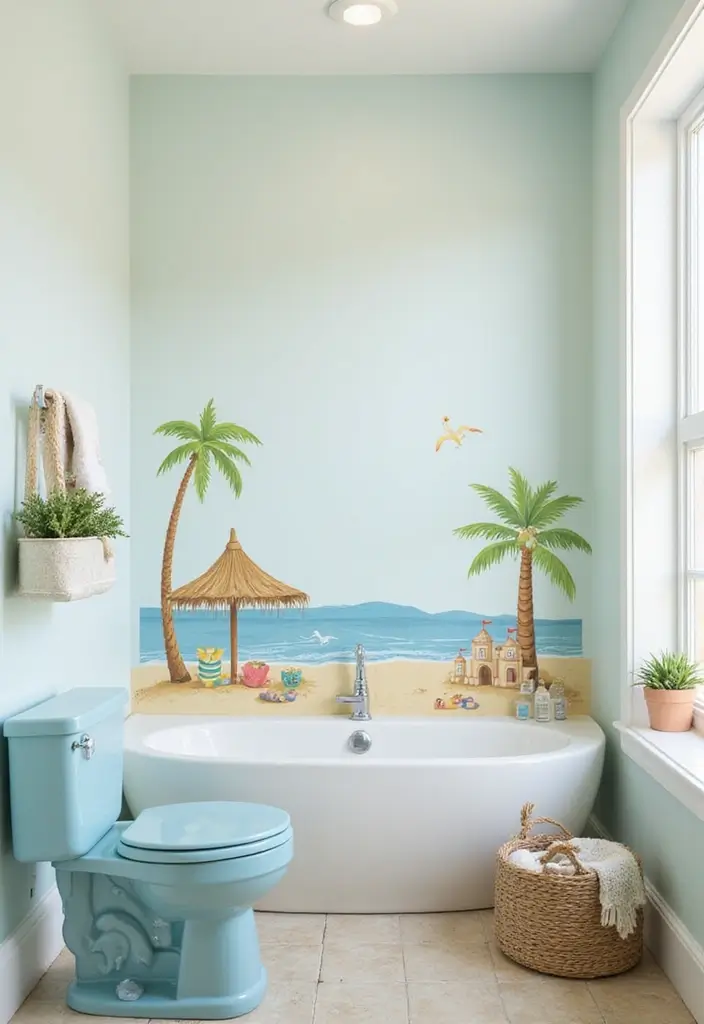 29 Kids Beach Bathroom Inspirations Full of Coastal Vibes 19 29 Kids Beach Bathroom Inspirations Full of Coastal Vibes 19. Beach Themed Wall Decals