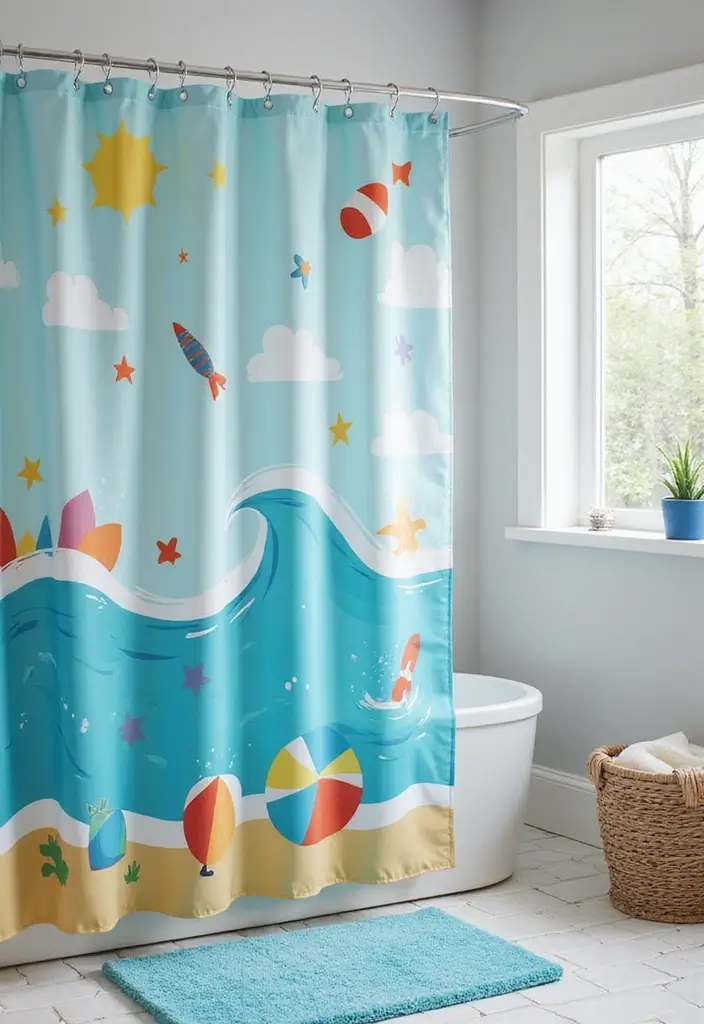 29 Kids Beach Bathroom Inspirations Full of Coastal Vibes 2 29 Kids Beach Bathroom Inspirations Full of Coastal Vibes 2. Beachy Shower Curtains