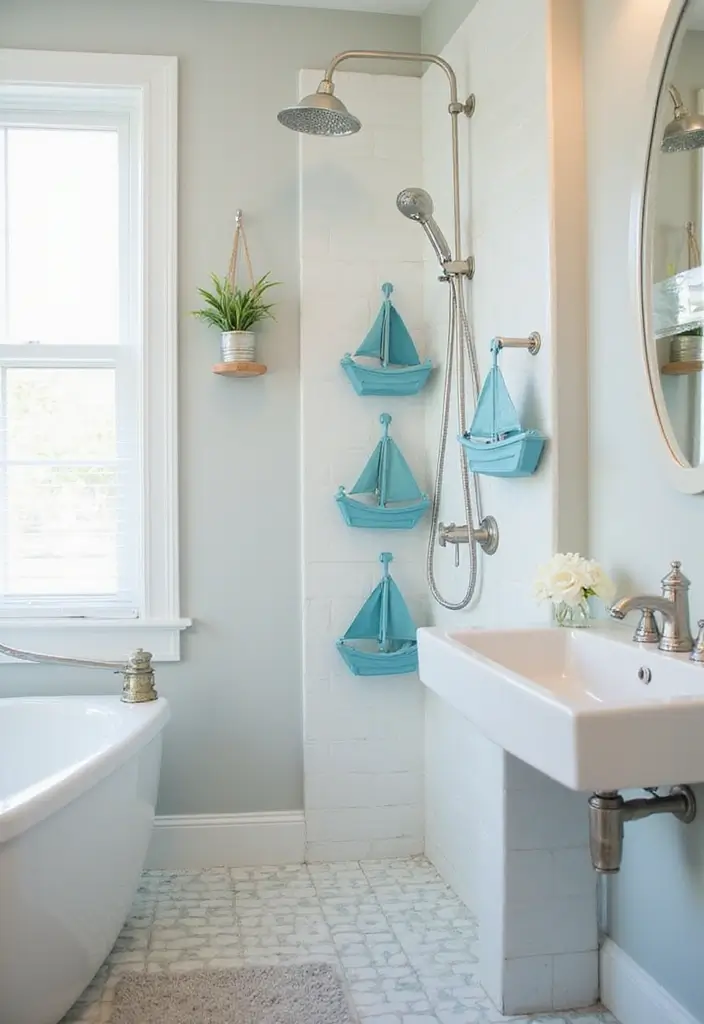 29 Kids Beach Bathroom Inspirations Full of Coastal Vibes 20 29 Kids Beach Bathroom Inspirations Full of Coastal Vibes 20. Fun Shower Organizers