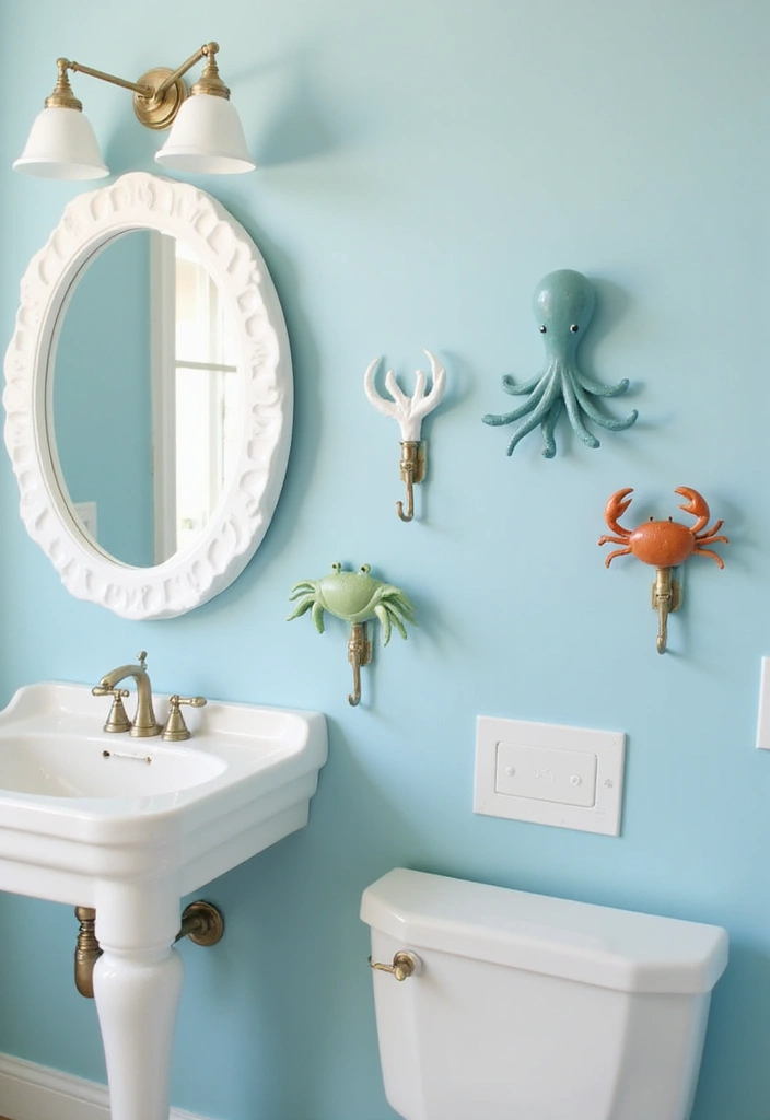 29 Kids Beach Bathroom Inspirations Full of Coastal Vibes 22 29 Kids Beach Bathroom Inspirations Full of Coastal Vibes 22. Sea Creature Wall Hooks