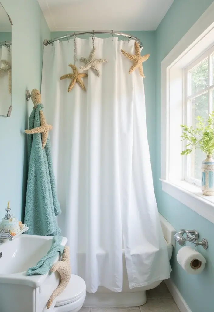 29 Kids Beach Bathroom Inspirations Full of Coastal Vibes 25 29 Kids Beach Bathroom Inspirations Full of Coastal Vibes 25. Starfish Shower Curtain Rings