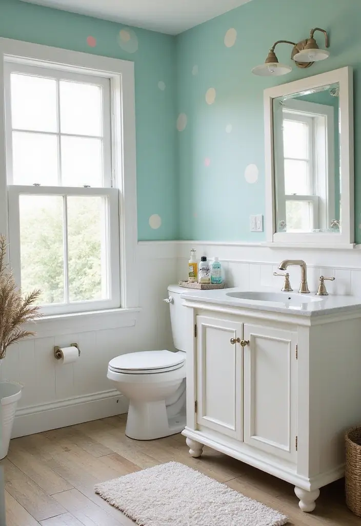 29 Kids Beach Bathroom Inspirations Full of Coastal Vibes 27 29 Kids Beach Bathroom Inspirations Full of Coastal Vibes 27. Playful Polka Dot Accents