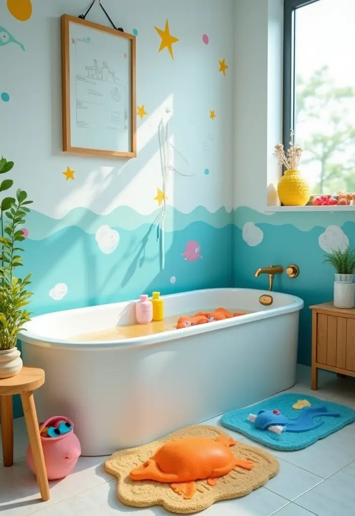 29 Kids Beach Bathroom Inspirations Full of Coastal Vibes 5 29 Kids Beach Bathroom Inspirations Full of Coastal Vibes 5. Fun Bath Mats