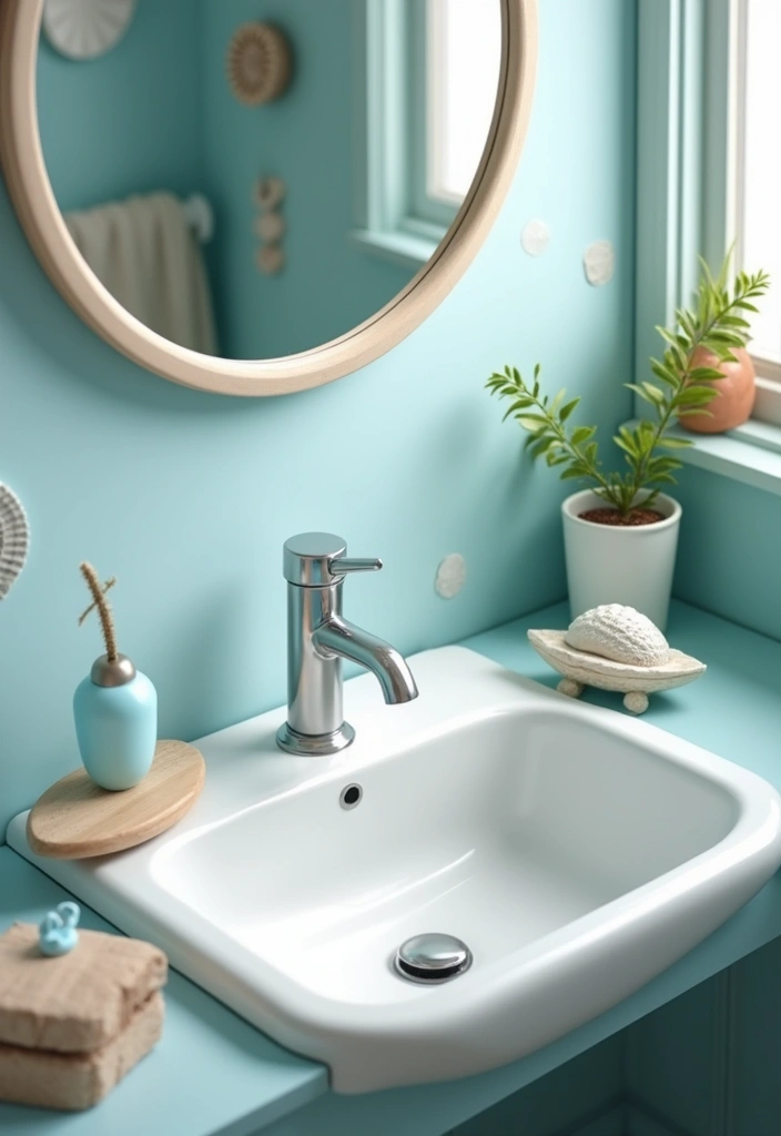 29 Kids Beach Bathroom Inspirations Full of Coastal Vibes 7 29 Kids Beach Bathroom Inspirations Full of Coastal Vibes 7. Ocean Inspired Sink Accessories