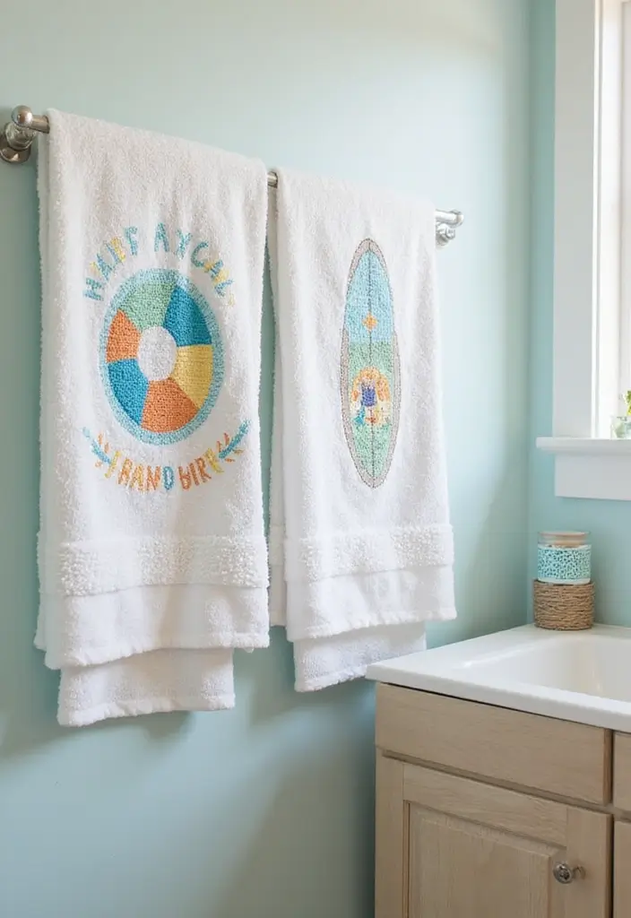 29 Kids Beach Bathroom Inspirations Full of Coastal Vibes 8 29 Kids Beach Bathroom Inspirations Full of Coastal Vibes 8. Coastal Themed Towels