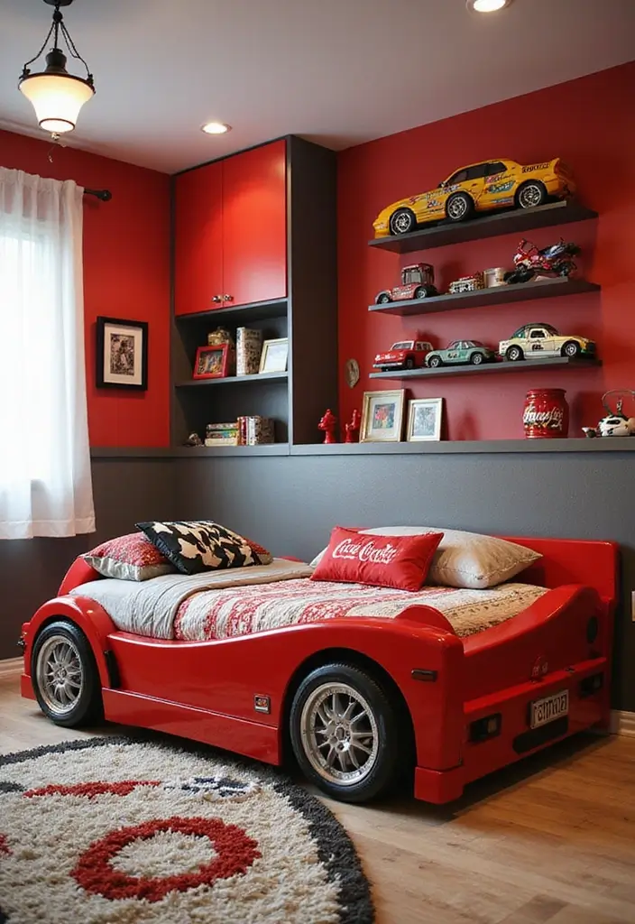 29 Kids Room Design Ideas for Boys That Feel Stylish - 25. Sporty Racing Theme
