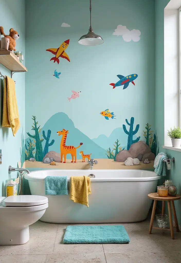 29 Shared Kids Bathroom Ideas for Boys and Girls That Actually Work - 1. Adventure-Themed Decor