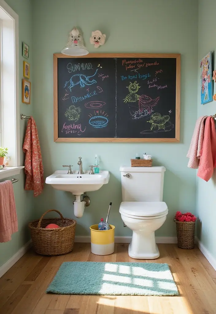 29 Shared Kids Bathroom Ideas for Boys and Girls That Actually Work - 29. Interactive Wall Features