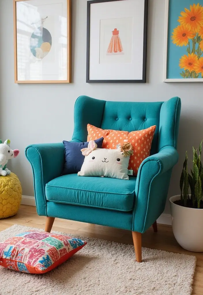 29 Teal Kids Room Inspirations That Are Bright and Bold 20 29 Teal Kids Room Inspirations That Are Bright and Bold 20. Teal Statement Chair