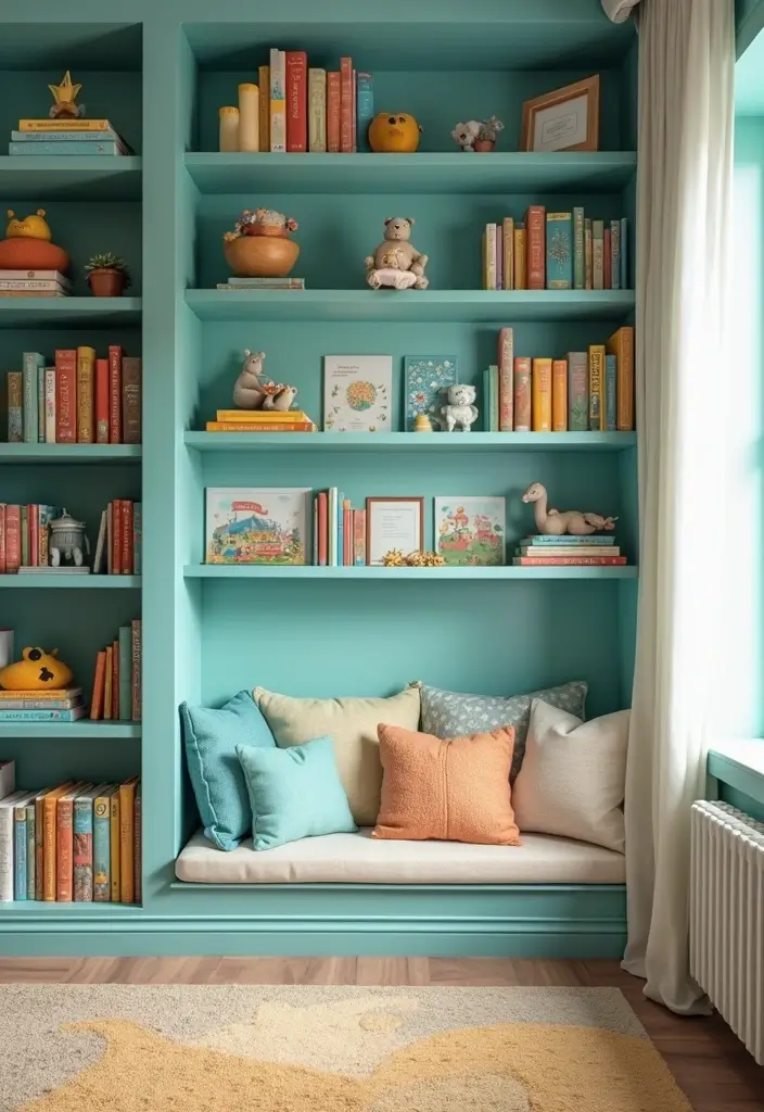 29 Teal Kids Room Inspirations That Are Bright and Bold 22 29 Teal Kids Room Inspirations That Are Bright and Bold 22. Teal Book Nook
