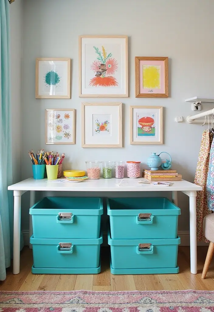 29 Teal Kids Room Inspirations That Are Bright and Bold 25 29 Teal Kids Room Inspirations That Are Bright and Bold 25. Teal Craft Station