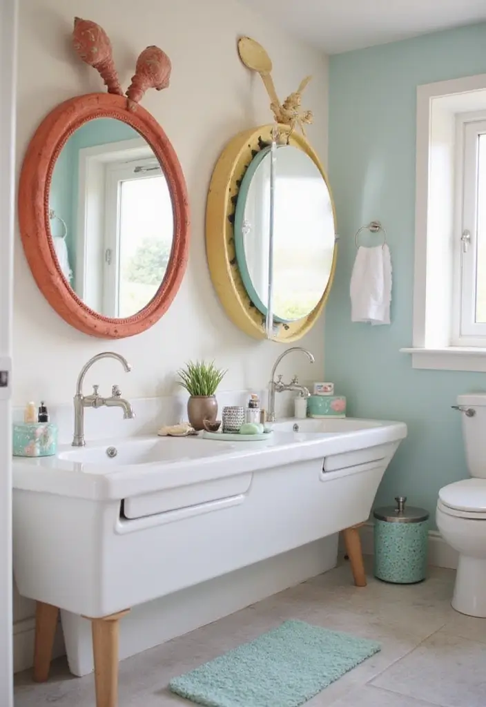 29 Unisex Kids Bathroom Ideas That Look Smart and Stylish - 20. Stylish Mirrors