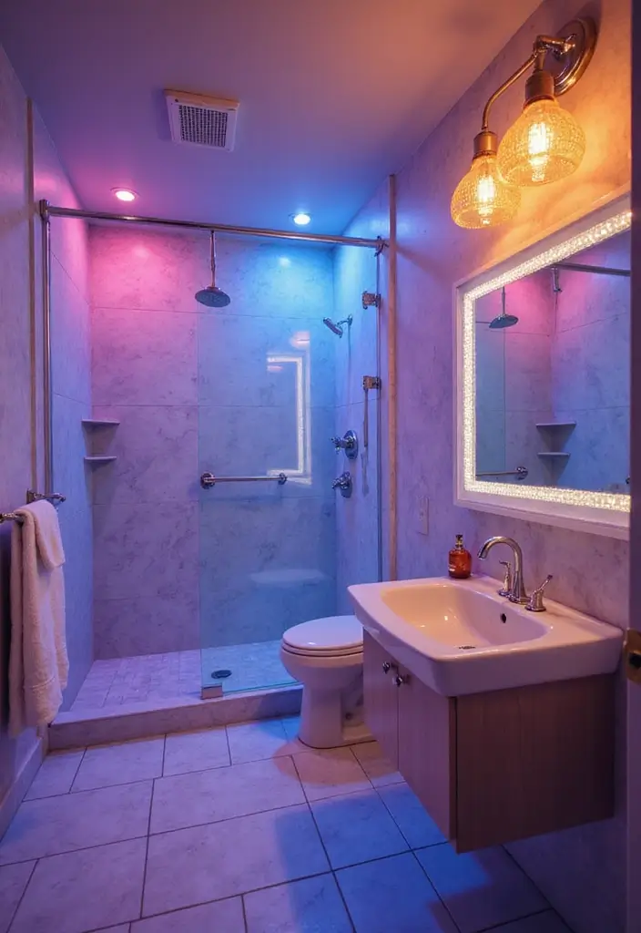 29 Unisex Kids Bathroom Ideas That Look Smart and Stylish - 9. Fun with Lighting