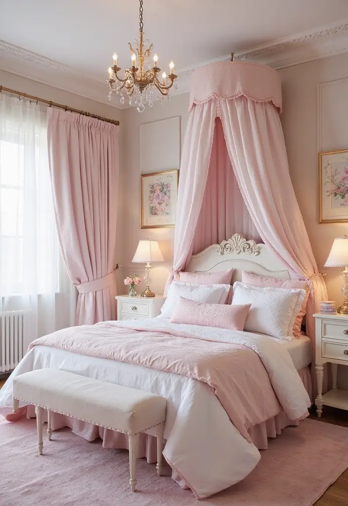 30 Girl Bedroom Designs for Kids That Balance Cute and Practical - 17. Elegant Princess Suite