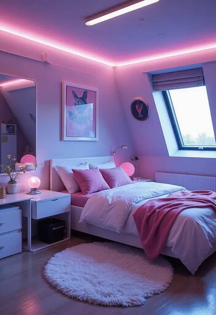 30 Girl Bedroom Designs for Kids That Balance Cute and Practical - 20. Futuristic Tech Space