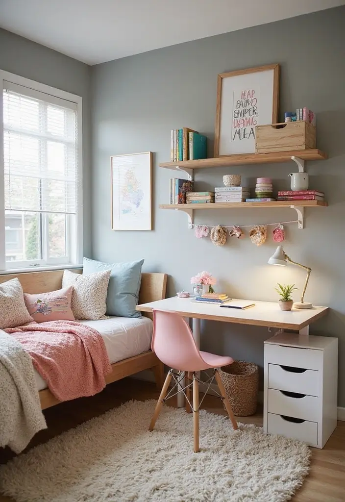 30 Girl Bedroom Designs for Kids That Balance Cute and Practical - 24. Creative Craft Space