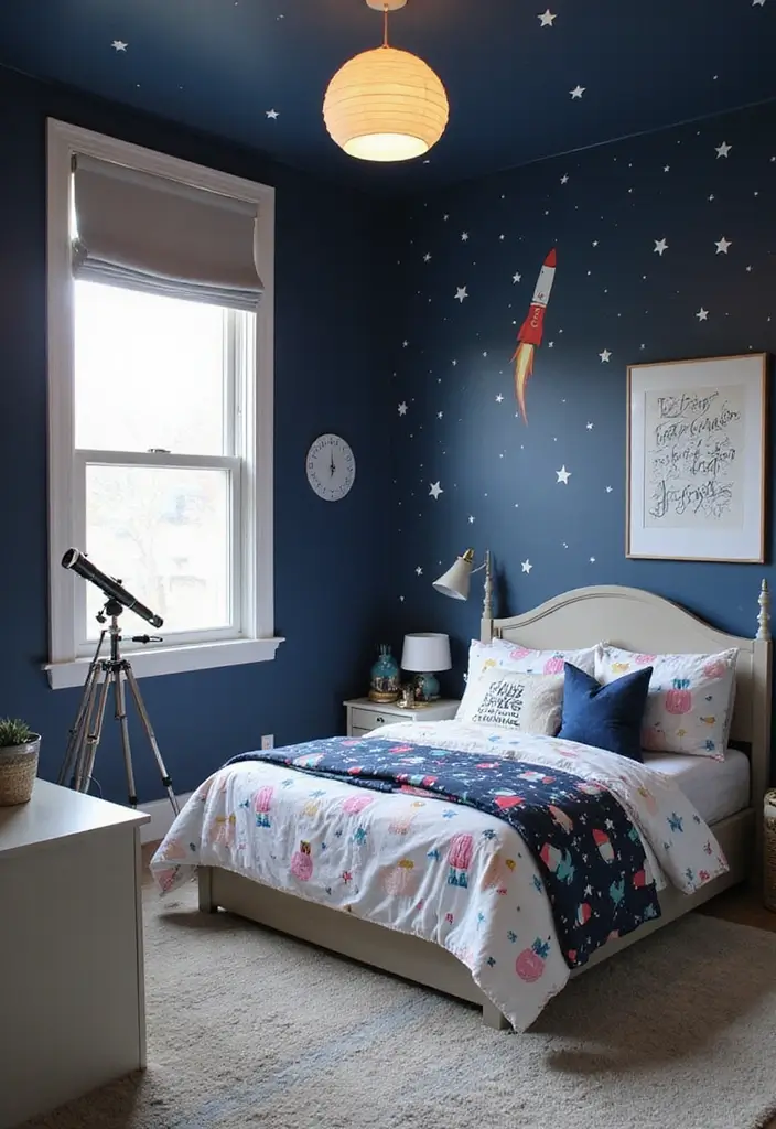 30 Girl Bedroom Designs for Kids That Balance Cute and Practical - 7. Space Explorer
