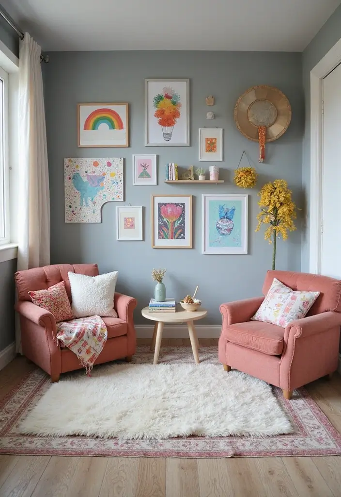 30 Grey Kids Room Designs That Look Modern and Calm - 16. Grey and Artistic Flair