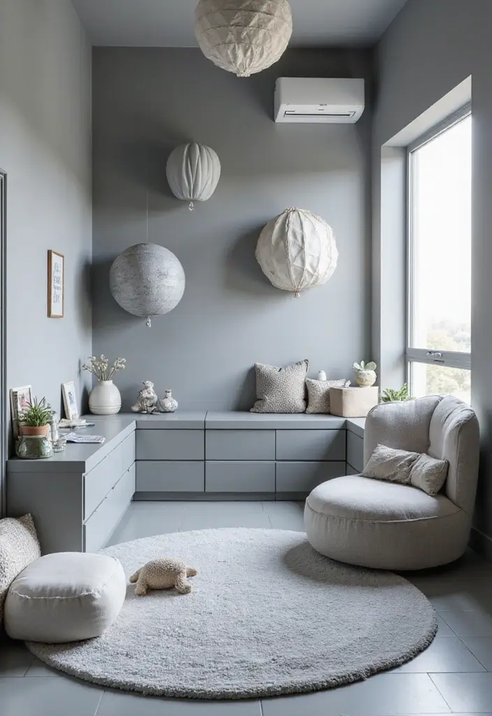 30 Grey Kids Room Designs That Look Modern and Calm - 20. Grey and Futuristic Elements