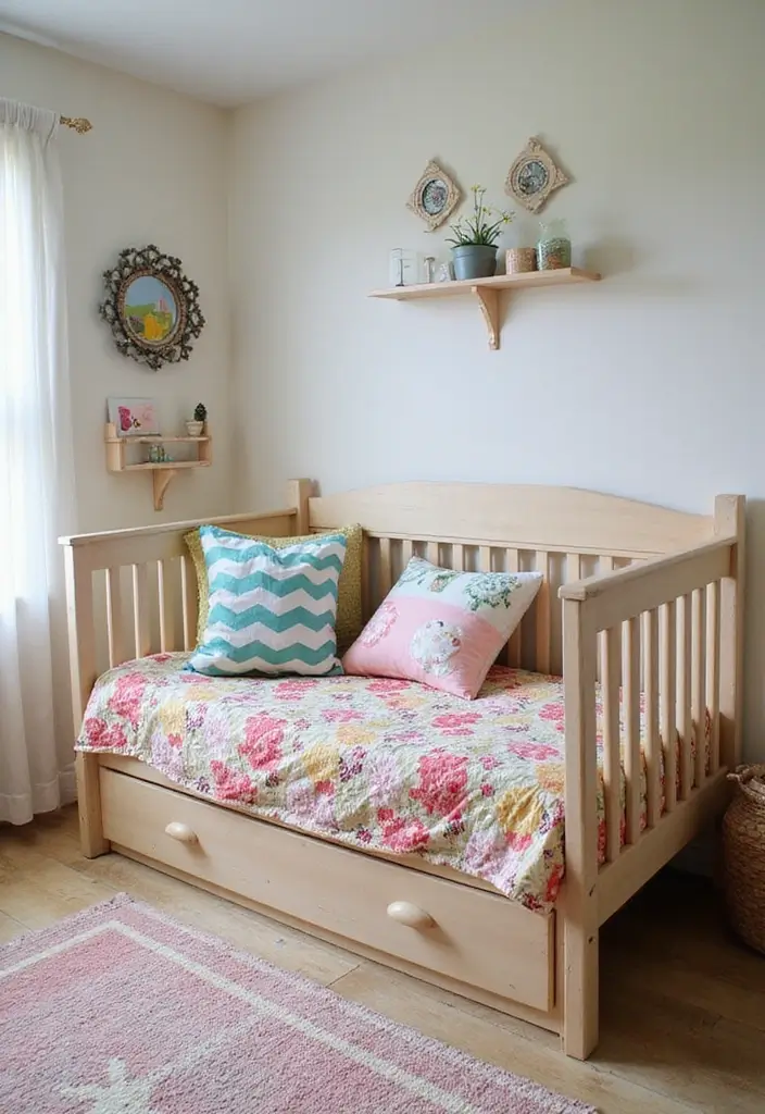 30 Ikea Hack Kids Room Designs That Save Money and Space - 10. Repurposed Crib to Toddler Bed