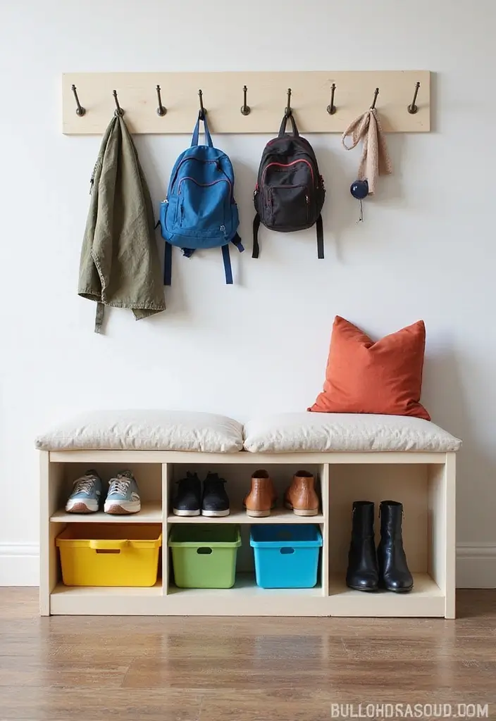 30 Kallax Kids Room Hacks That Parents Swear By - 16. Multi-Functional Entryway Bench