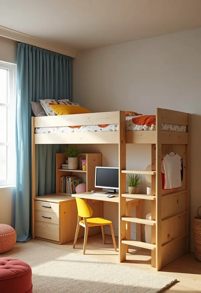30 Kids Bed Frame Ideas That Look Stylish and Sturdy 1. Convertible Loft Bed with Desk