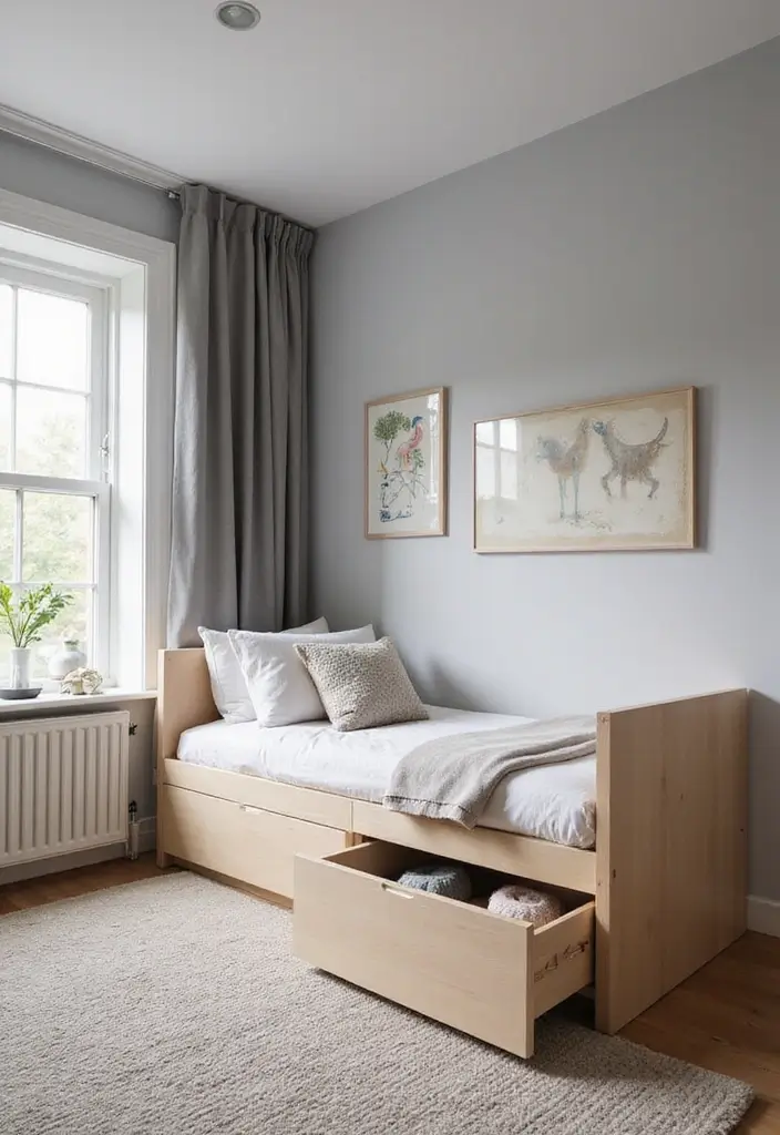 30 Kids Bed Frame Ideas That Look Stylish and Sturdy 21. Sleek Storage Bed