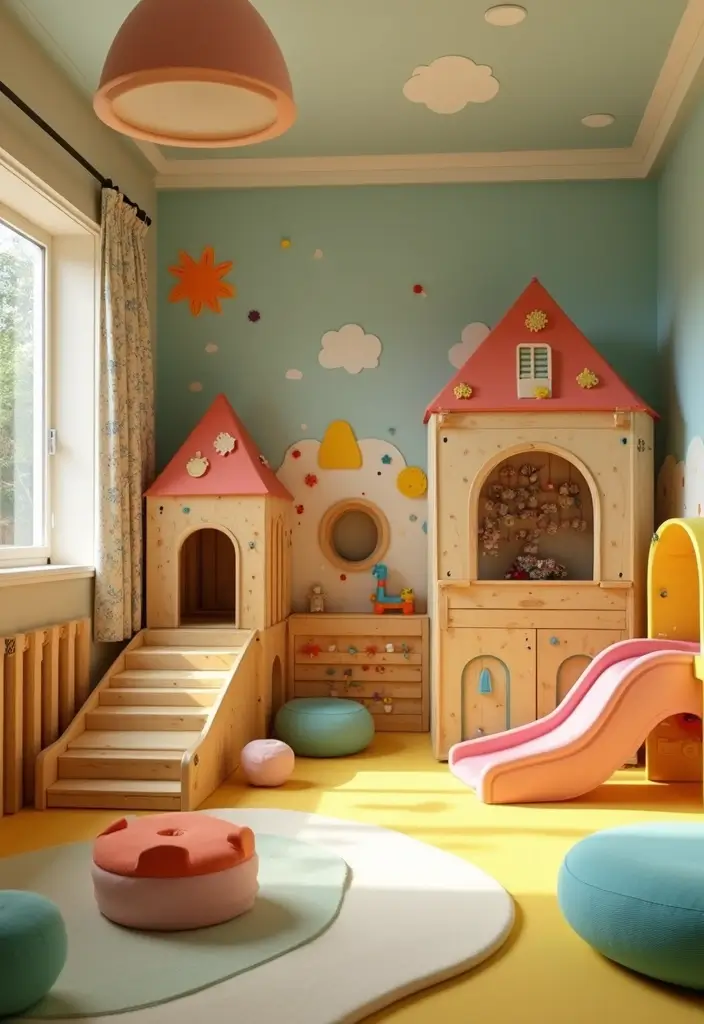 30 Kids Playroom Ideas That Keep Them Busy and Inspired 15. Adventure Zones with Climbing and Sliding