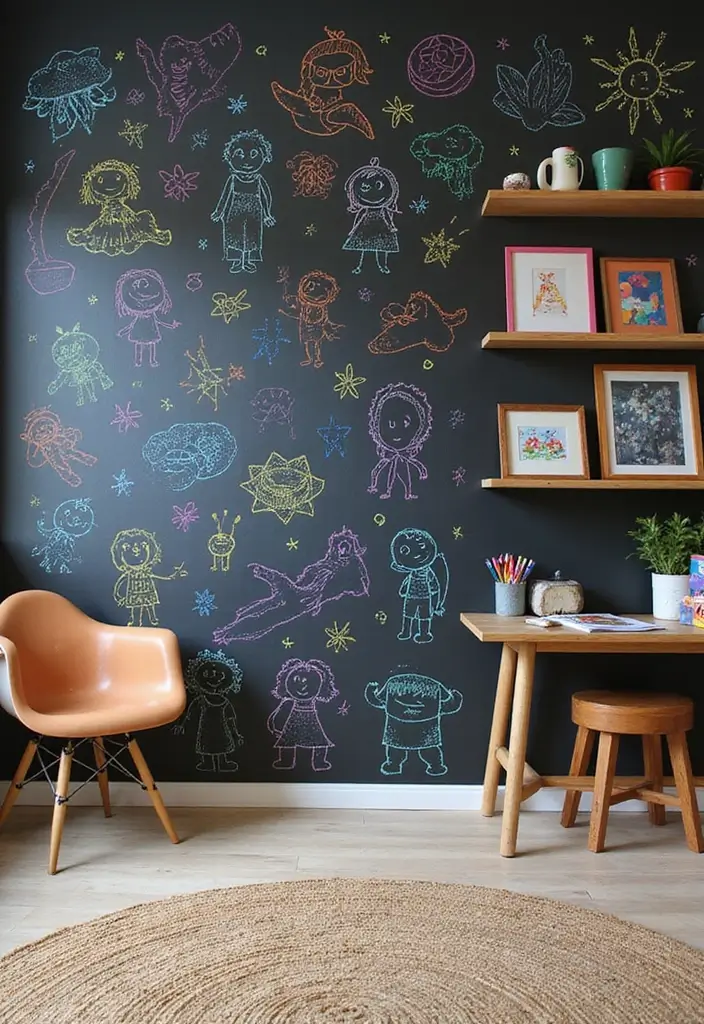 30 Kids Playroom Ideas That Keep Them Busy and Inspired 4. Artistic Expression Walls