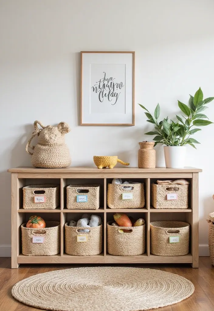 30 Kids Playroom Ideas That Keep Them Busy and Inspired 6. Sustainable Toy Storage Solutions