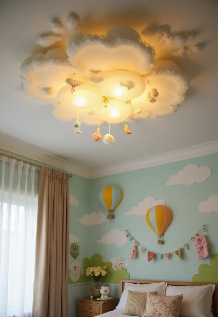 30 Kids Room Lighting Ideas That Create the Perfect Mood - 15. Storybook-Themed Ceiling Fixtures