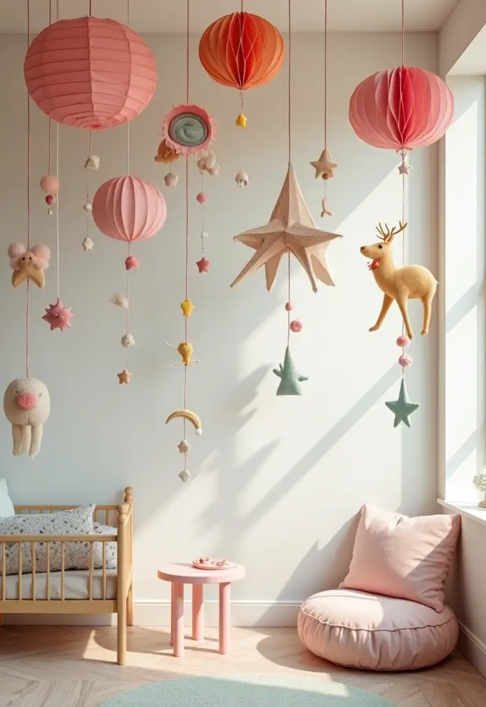 30 Vintage Kids Room Inspirations Full of Character - 11. Playful Ceiling Decor