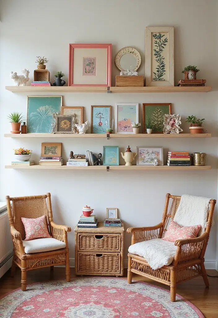 30 Vintage Kids Room Inspirations Full of Character - 26. Eclectic Wall Shelves