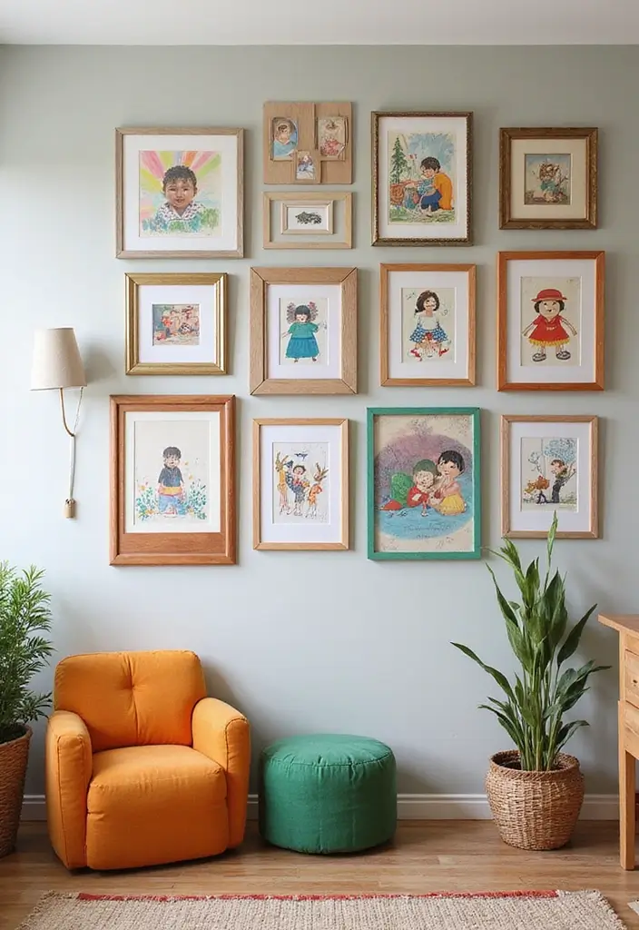 30 Vintage Kids Room Inspirations Full of Character - 5. Personalized Artwork Display