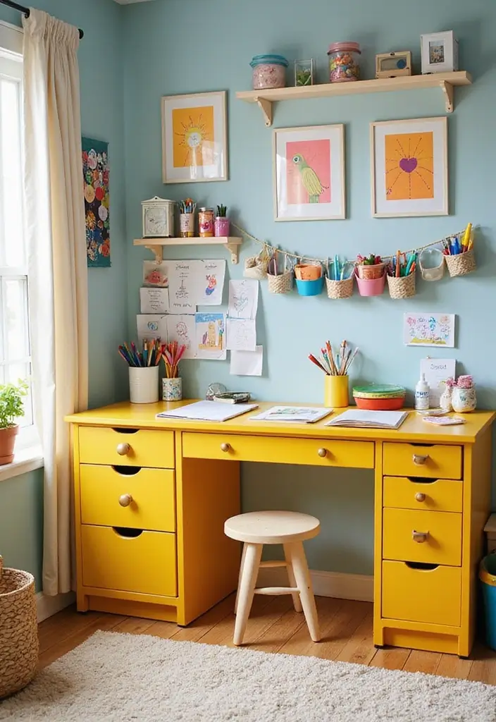 30 Yellow Kids Bedroom Ideas That Bring Energy and Warmth 15 30 Yellow Kids Bedroom Ideas That Bring Energy and Warmth 15. Fun Yellow Craft Area