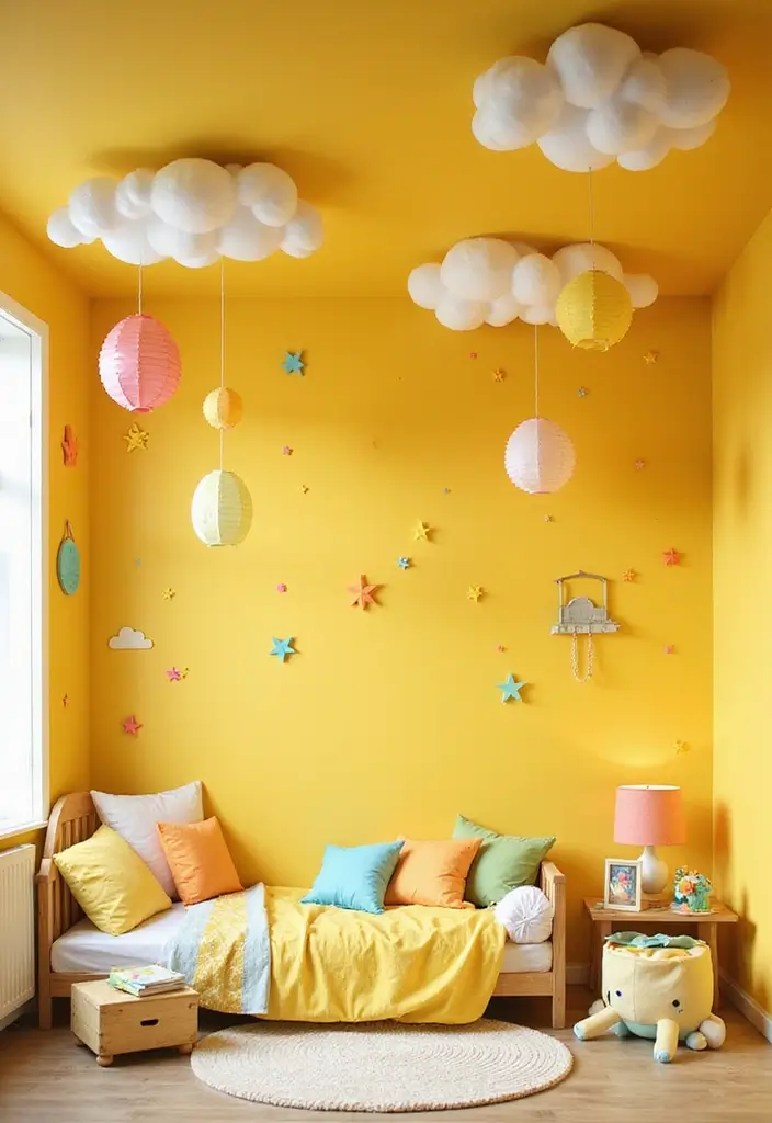 30 Yellow Kids Bedroom Ideas That Bring Energy and Warmth 21 30 Yellow Kids Bedroom Ideas That Bring Energy and Warmth 21. Yellow Themed Ceiling Decor