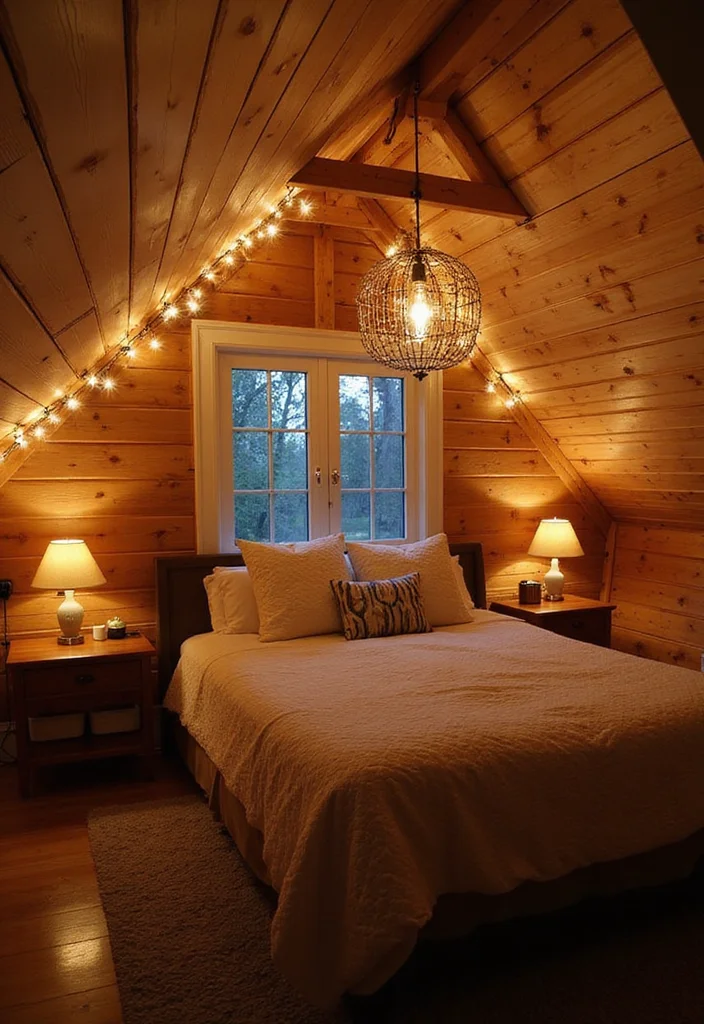 12 Attic Bedroom Ideas for Cozy Sloped Creative Spaces 111 12 Attic Bedroom Ideas for Cozy Sloped Creative Spaces 11. Creative Lighting Solutions