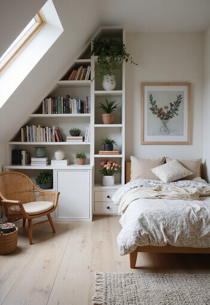 12 Attic Bedroom Ideas for Cozy Sloped Creative Spaces 23 12 Attic Bedroom Ideas for Cozy Sloped Creative Spaces 3. Create a Functional Storage Solution