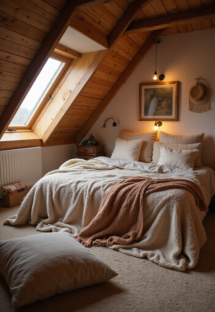 12 Attic Bedroom Ideas for Cozy Sloped Creative Spaces 78 12 Attic Bedroom Ideas for Cozy Sloped Creative Spaces 8. Warm and Cozy Textiles