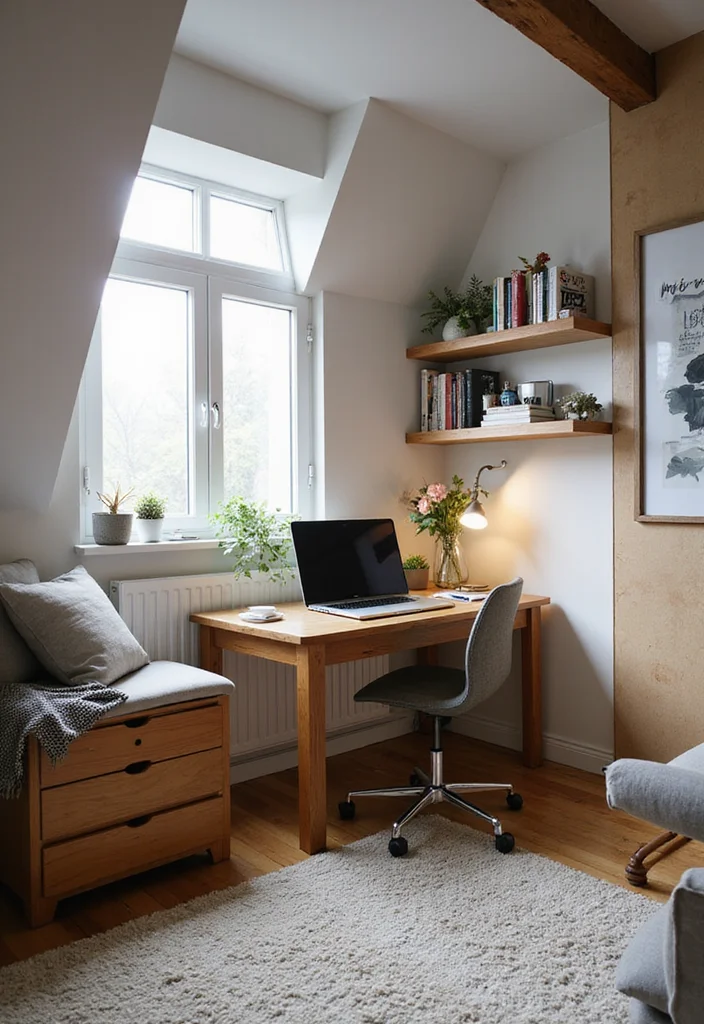 12 Attic Bedroom Ideas for Cozy Sloped Creative Spaces 89 12 Attic Bedroom Ideas for Cozy Sloped Creative Spaces 9. Incorporate a Workspace