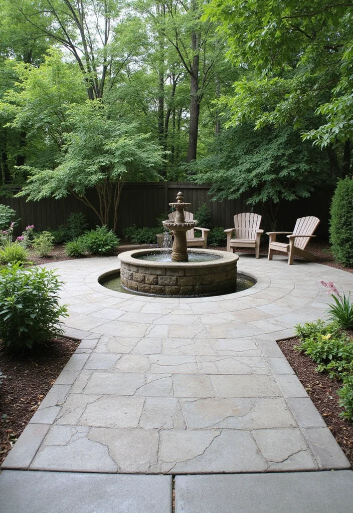 12 Backyard Stamped Concrete Patio Ideas for Durable Modern Style 67 12 Backyard Stamped Concrete Patio Ideas for Durable Modern Style 7. Water Features Integration