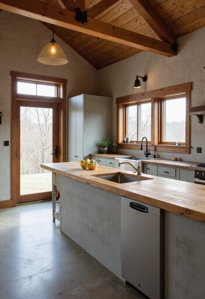 12 Barndominium Kitchen Ideas for Rustic Modern Open Layouts 23 12 Barndominium Kitchen Ideas for Rustic Modern Open Layouts 3. Sustainable Countertops Concrete Butcher Block