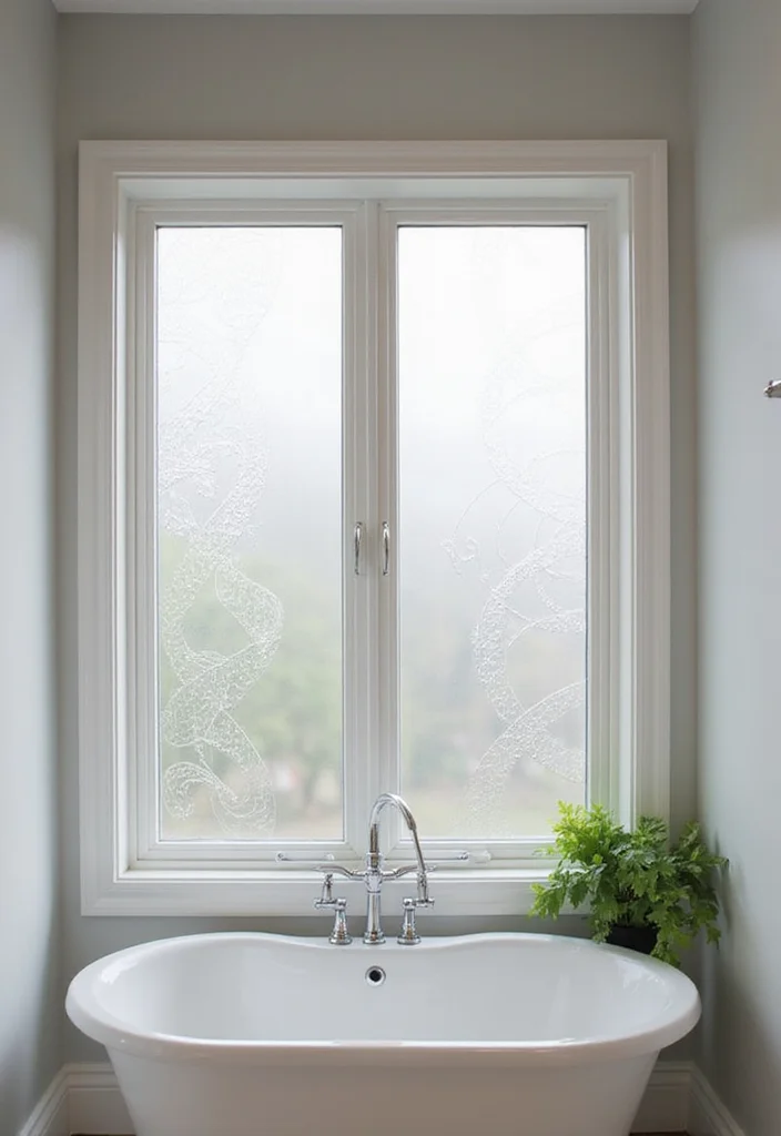 12 Bathroom Window Ideas for Light Privacy and Fresh Air 12. Artful Window Films