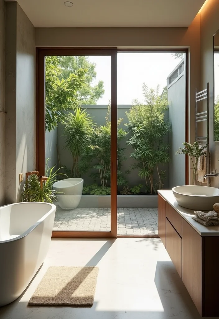 12 Bathroom Window Ideas for Light Privacy and Fresh Air 3. Sliding Glass Doors