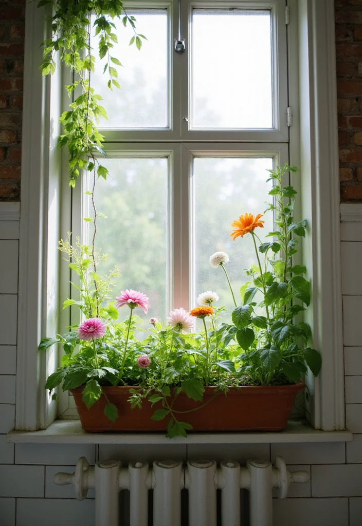 12 Bathroom Window Ideas for Light Privacy and Fresh Air 4. Window Boxes with Plants